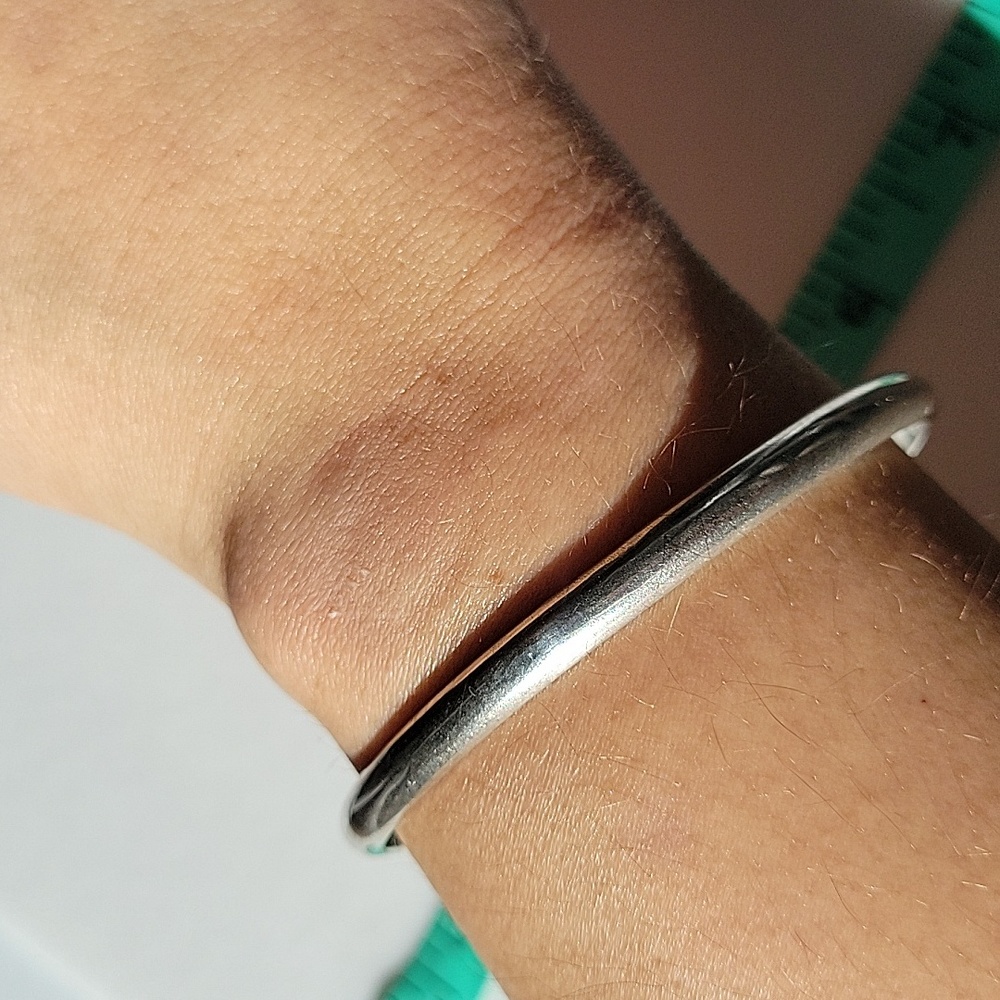 Heavy Solid Polished Sterling Silver Bangle - image 3